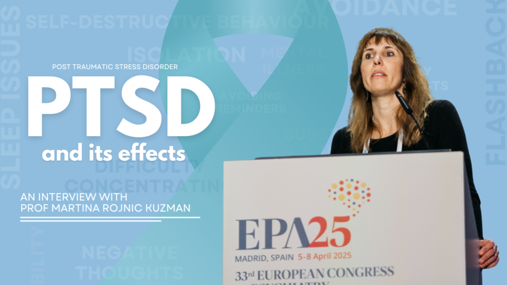 Visual with Prof Rojnic Kuzman and the title PTSD